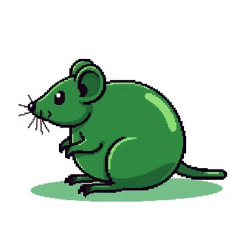 Cute pixel art green mouse illustration