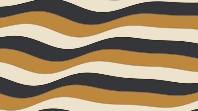 Flowing abstract waves in black, ivory and warm ochre create a bold modern animated pattern for fashion, editorial design, luxury advertising and branding.