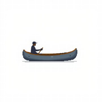 Person rowing canoe vector illustration