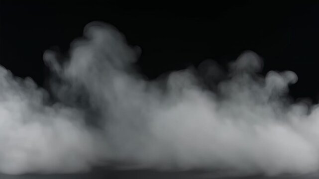 Effects - Dense white smoke billowing and rising rapidly on a solid black background creating a dramatic atmospheric overlay effect