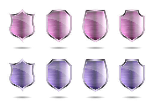 Eight metallic shield isolated on a transparent background