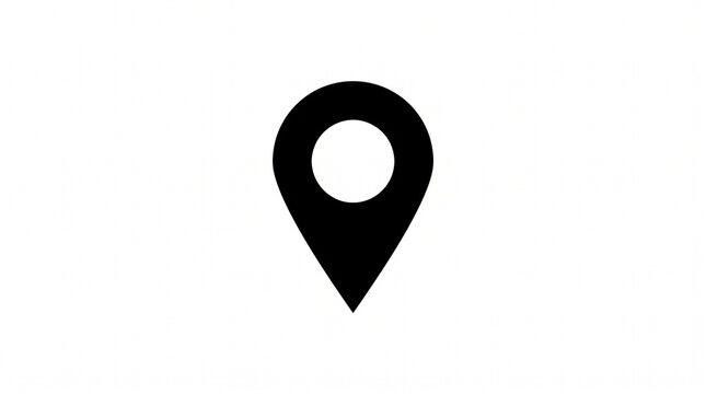 Black map location pin icon isolated on white background for