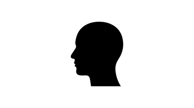 Silhouette of a person profile in black
