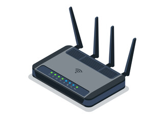 Fototapeta premium Wireless router with four antennas and status LEDs