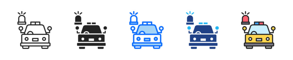 Police Car Arrival Icon Set Multiple Style Collection © siti