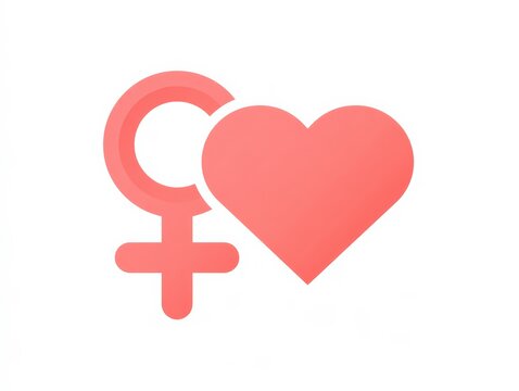 Symbol of female gender and love combined in a simple design