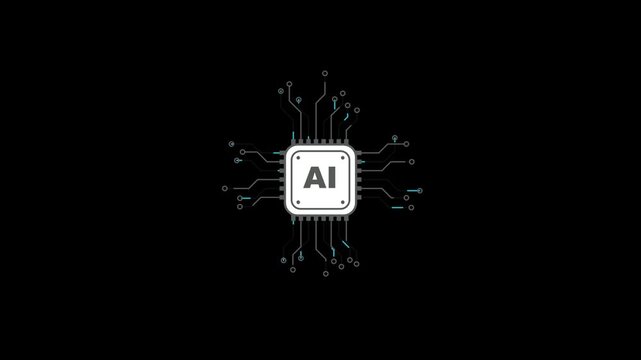 Futuristic AI Microchip Animation - Digital Technology Graphic Concept