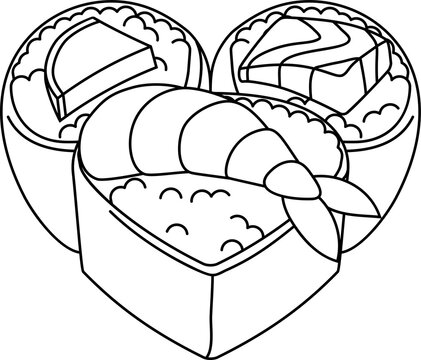 Love of Sushi Heart Shaped Japanese Food Concept