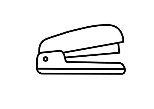 Paper stapler line art doodle drawing for office supply, stationery, school, or document design element.