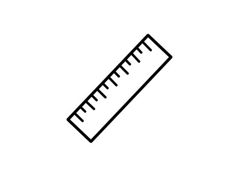 Straight ruler scale line art doodle drawing for geometry, school, office, or measurement design element.