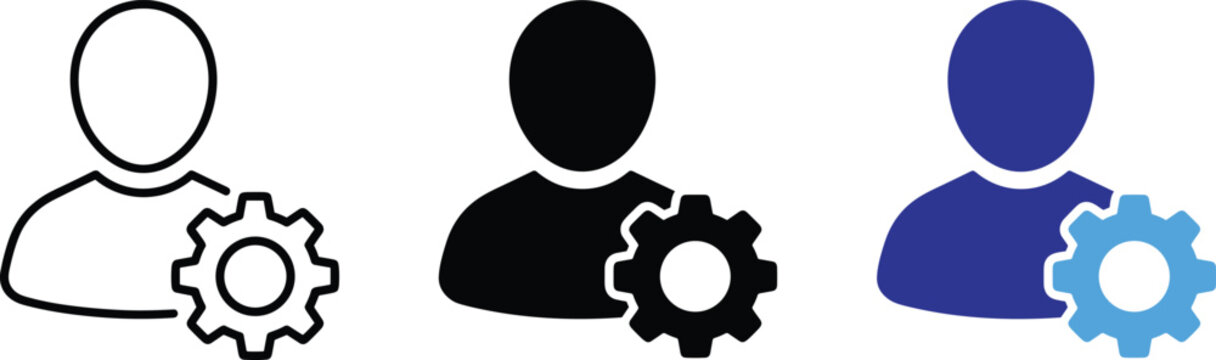 User settings account profile icon vector illustration set flat design for management and configuration
