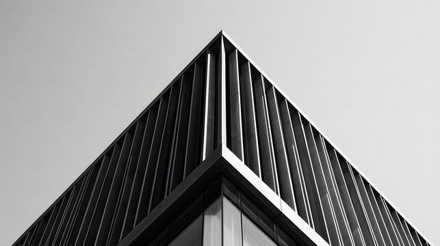 Modern architecture building corner in black and white