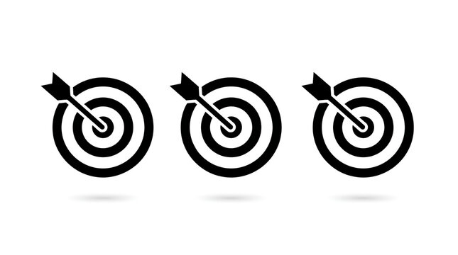 Three target icons with arrows pointing center