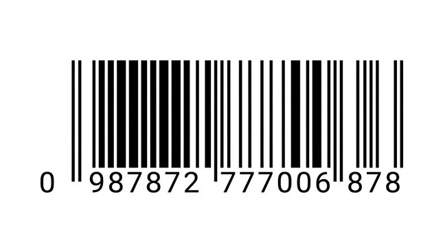 Black barcode and numbers on white background