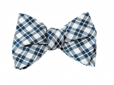 Elegant Blue and White Checkered Plaid Pattern Bowtie