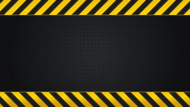 Abstract background with black textured surface and yellow warning stripes on top and bottom.