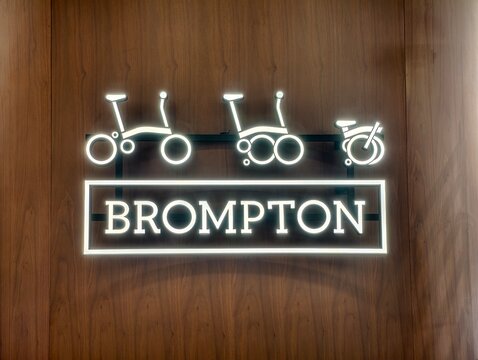 Shanghai, China-Jan.17th 2026: Brompton brand logo sign