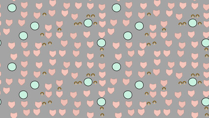 Pattern of pink shapes, blue circles, and brown crescents © manik