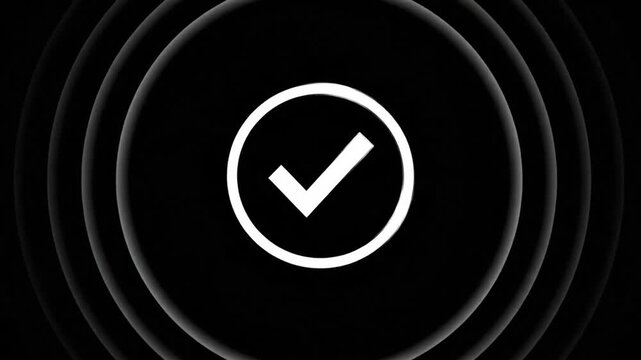 Animated white checkmark icon with circular ripple effect