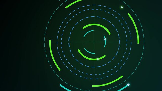 Fondo animado de anillos giratorios para interfaz en bucle