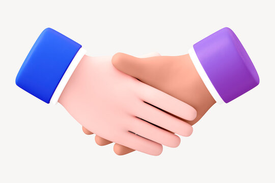 Business handshake, 3D hand gesture illustration