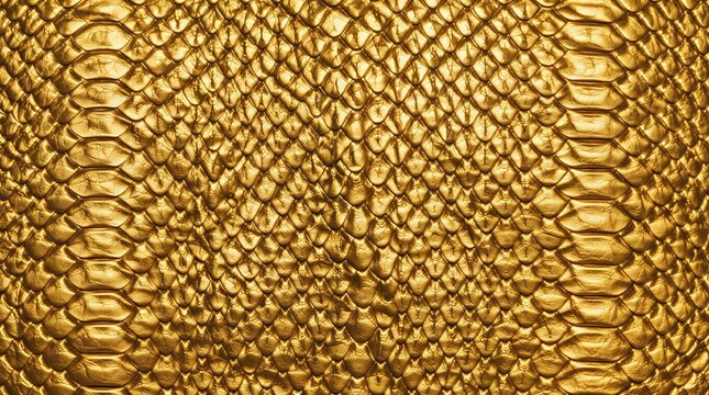 Luxury metallic gold python snake skin texture, macro photography of gleaming exotic reptile scales background