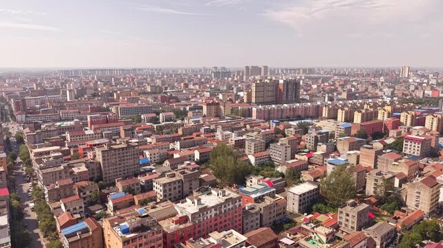 aerial view of dense chinese residential town