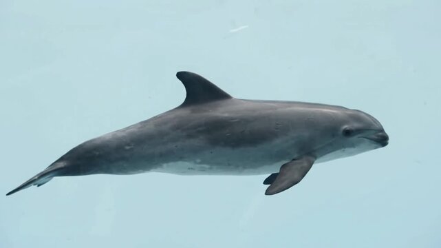 Harbour porpoise swimming gracefully in clear blue water