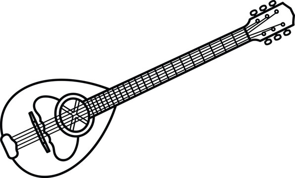 Traditional musical string instrument outline icon representing acoustic greek bouzouki mandolin guitar folk music performance concerts hobbies leisure