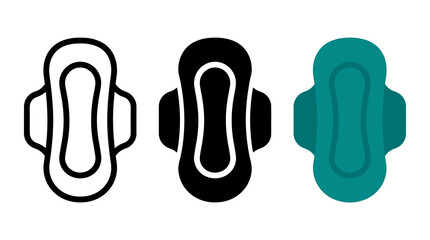 Set of sanitary pad hygiene icons in line solid and teal © Al Rafi