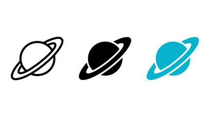 Set of three saturn planet icons in different styles © Al Rafi