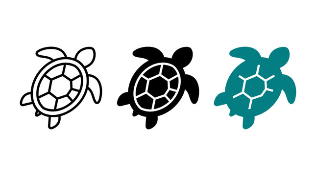 Set of sea turtle shell icons in different designs