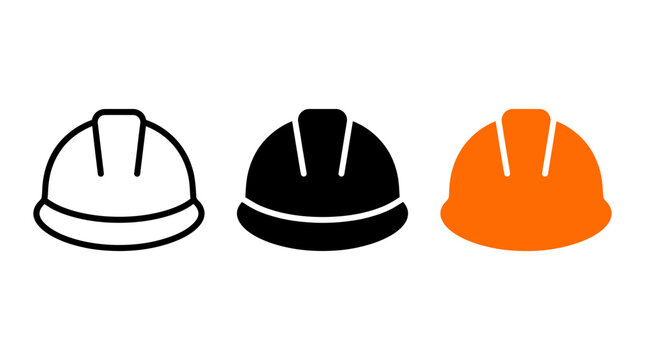 Construction worker safety hard hat protective gear icon