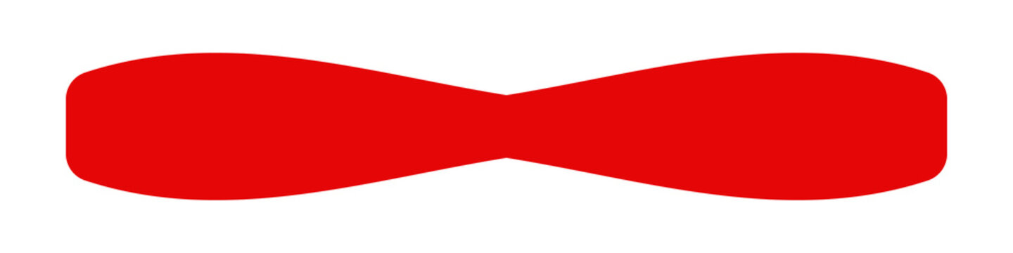 Simple Red abstract shape with a narrow center and rounded ends isolated on white background
