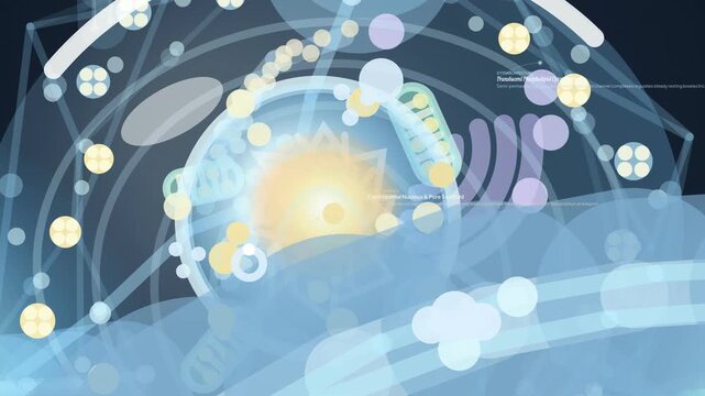 Abstract biological animation showing organic neural networks with glowing cell nucleus molecules and synapse transmission concepts for microscopic scientific medical research in 4K resolution