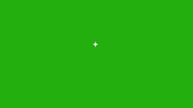 Animated cartoon sparkling stars isolated green background. 4K glittering vfx