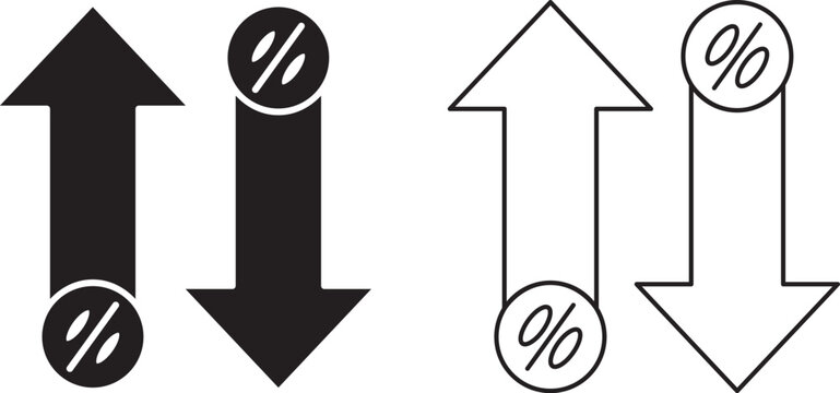 &nbsp;Percentage increase, decrease, up and down arrows vector icon set