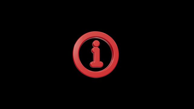 Glossy 3D Red Information Icon Rotating