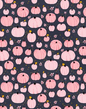Pink halloween pumpkin background on dark charcoal texture, fall digital paper