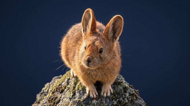 Rare Ili Pika Sitting on Rock Outdoor Portrait