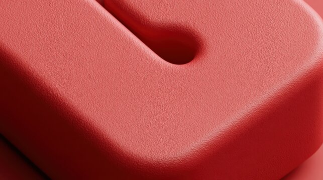 Macro detail of a red textured surface with a smooth indentation during studio lighting for graphic design backgrounds