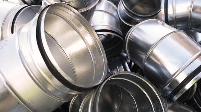 Curved Spiral Ventilation Ducts Connectors, Close Up