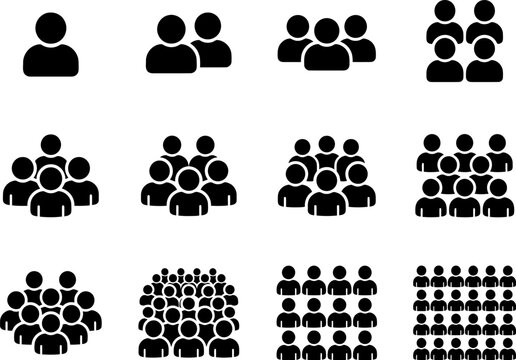 Minimalist crowd size infographic icons for event planning