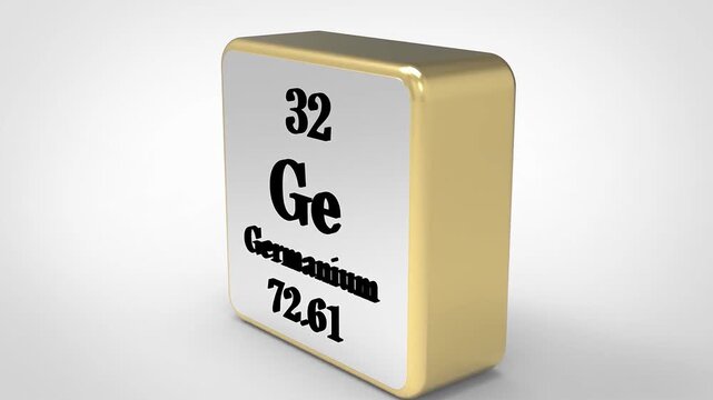 3D Rotating Germanium Ge Element From Periodic Table, 90 Degree Rotation, Scientific Chemistry Concept, 4K Clean Render