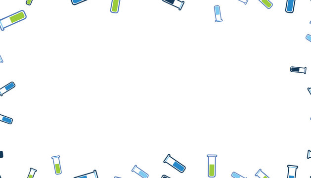Border frame of laboratory test tube icons on a white background with copy space