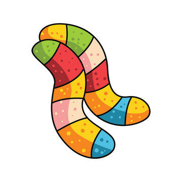 Cute Striped Gummy Worms Candy Vector