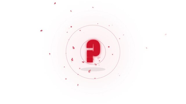Abstract 3D Red Letter P Logo Animation with Floating Particles and Glowing Circles on White Background