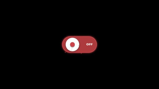 Red toggle switch button in the off position icon on black background minimalist graphic design