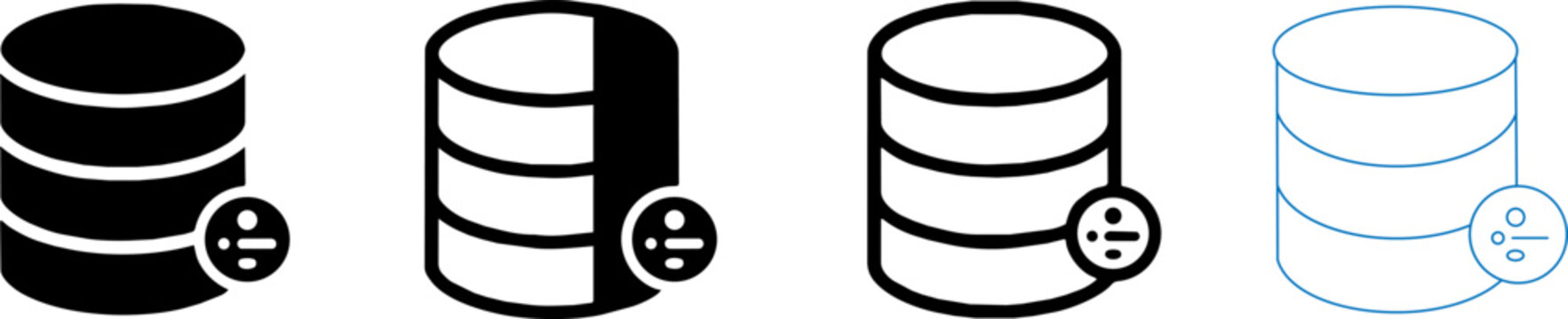 Database Settings and Configuration Editable Stroke Icon Set, Database Management, Server Options, Data Storage Control, Vector Icons