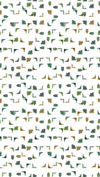 Decorative corner elements and shield shapes pattern